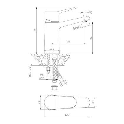 Смеситель д/раковины NEVADA, арт.03100NV Смеситель д/раковины NEVADA, арт.03100NV