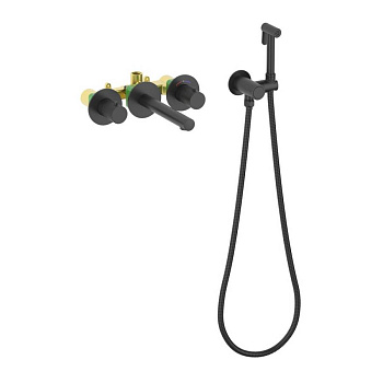 Смеситель для раковины встроенный с термостатом, с гигиеническим душем Timo Saona 2383/03SM черный Смеситель для раковины встроенный с термостатом, с гигиеническим душем Timo Saona 2383/03SM черный