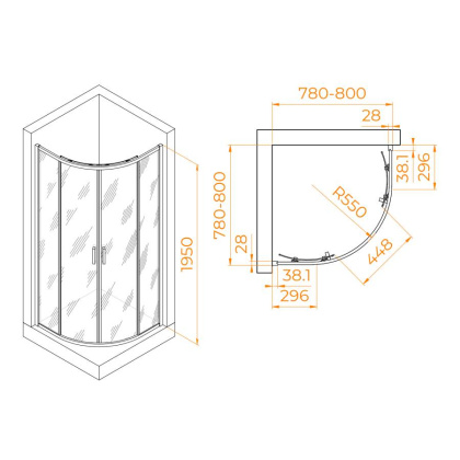 Душевой уголок RGW PA-52, RGW 03085288-11