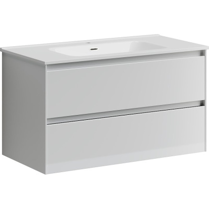 Тумба подвесная SANCOS Cento 890х450х500, c двумя ящиками оснащенными доводчиками, белый глянец, арт. CN90W