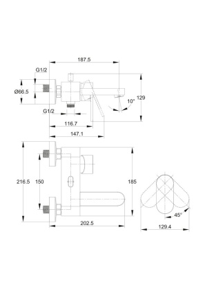 Смеситель ELIO для ванны Смеситель ELIO для ванны