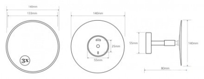 Косметическое зеркало без подсветки 140x80