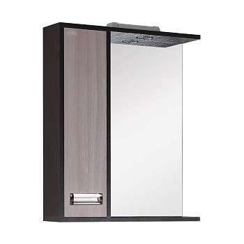 Шкаф-зеркало Onika Гамма 58 ясень шимо/венге, левый, с подсветкой