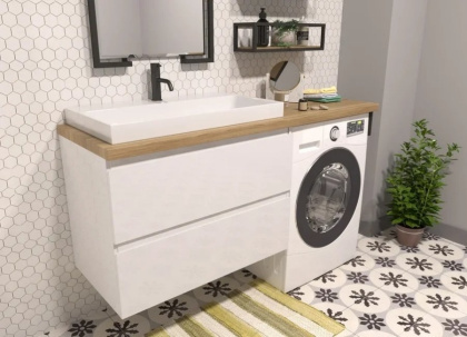 Тумба подвесная под умывальник Malibu Luxe 1550х500 2 ящика (ШхГхВ) 898х476х607 Тумба подвесная под умывальник Malibu Luxe 1550х500 2 ящика (ШхГхВ) 898х476х607