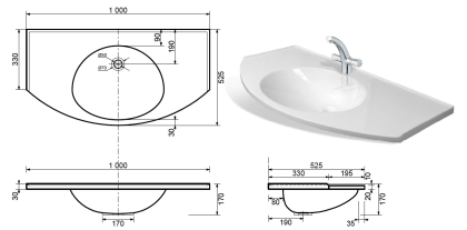Раковина "Florida silk" 1000х525