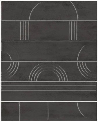 Панно Мажорель чёрный глянцевый (из 6 частей 6х28,5) 36x28,5x1