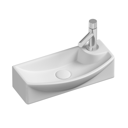 Умывальник подвесной прямоугольный  с крепежом (чаша слева, отверстие под смеситель справа) Element 455*220*130мм