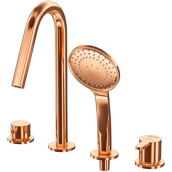 LEAF-BVDM4-L-SS Смеситель на борт ванны врезной, на 4 отверстия, исполнение Sunset LEAF-BVDM4-L-SS Смеситель на борт ванны врезной, на 4 отверстия, исполнение Sunset