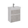 Тумба Lemark COMBI 60см под 1 раковину, подвесная/напольная, 2 ящика, цвет фасада: Бетон, цвет корпуса: Белый глянец