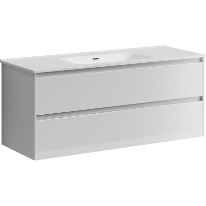 Тумба подвесная SANCOS Cento 1190х450х500, c двумя ящиками оснащенными доводчиками, белый глянец, арт. CN120-1W Тумба подвесная SANCOS Cento 1190х450х500, c двумя ящиками оснащенными доводчиками, белый глянец, арт. CN120-1W