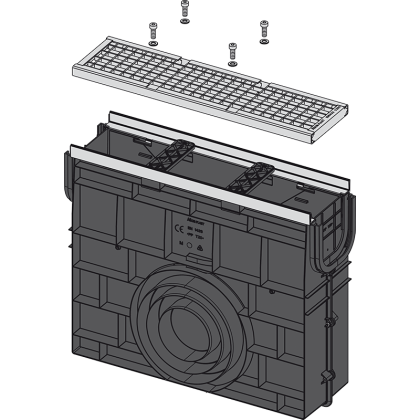 Пескоуловитель для дренажного канала AVZ103 с металлической рамой и оцинкованной решеткой C250