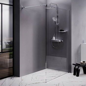 W84WI-120-F1-MTE Душевая перегородка Func 120x200, стекло прозр. 8 мм + покрытие, профиль мат хром