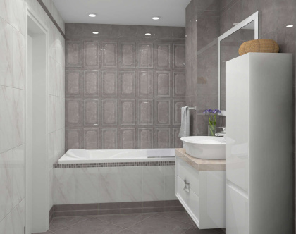 Плитка настенная 6342 Гран Пале серый (25см*40см*6,9мм) (11шт/1,1м2), м2