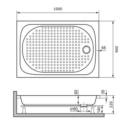 Душевой поддон RGW Lux/TN 90 x 100 см прямоугольный, акриловый, белый, 16180290-21