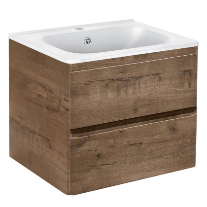 База под раковину Vico 600 подвесная, 2 выкатных ящика soft close, V.Oak