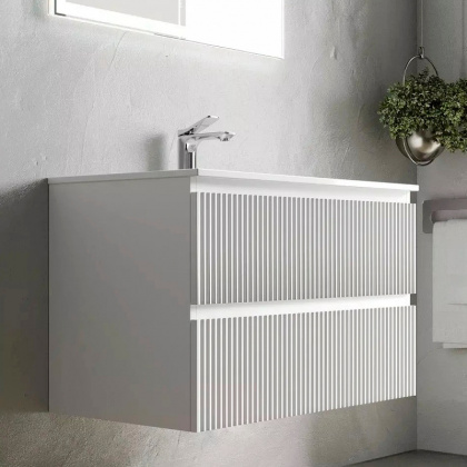 Тумба подвесная SANCOS Snob R 790х445х500, c двумя ящиками оснащенными доводчиками, Bianco, арт.SNR80W