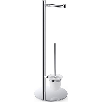 Стойка с держателем туалетной бумаги и ёршик, щётка белая
