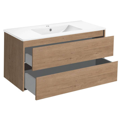 База под раковину Gio 100 подвесная, 2 выкатных ящика soft-close, N.Oak База под раковину Gio 100 подвесная, 2 выкатных ящика soft-close, N.Oak