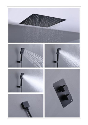 Душевая система Timo Petruma SX-5019/03SM скрытого монтажа с термостатом, черная матовая