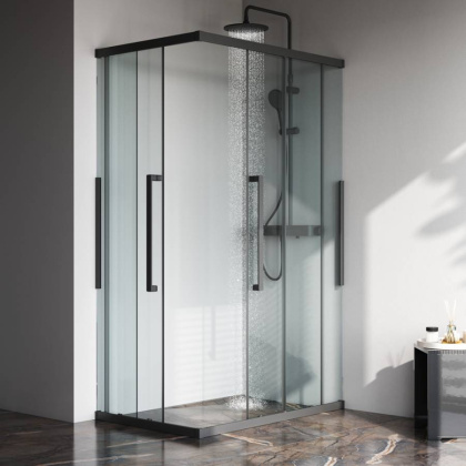 W84G-403-12080-BТ Душевое ограждение Func Square Slide 120х80, Черный, прозрачное