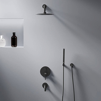 936510300 Scandinavian Pure встраиваемая душевая система  с ванно-душевым смесителем и изливом, чёрн