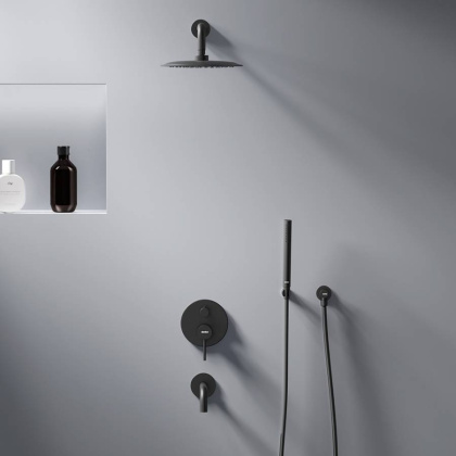 936510300 Scandinavian Pure встраиваемая душевая система  с ванно-душевым смесителем и изливом, чёрн