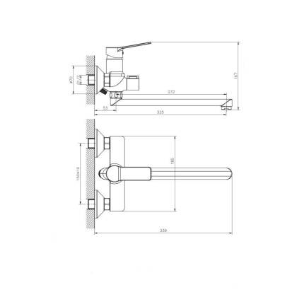 Смеситель для ванны с длинным поворотным изливом RUSH Haiti (HA1935-51) Смеситель для ванны с длинным поворотным изливом RUSH Haiti (HA1935-51)