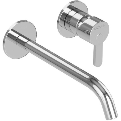 LEAF-BLI2-01-W0 Смеситель для раковины встраиваемый однорычажный, на два отверстия, длина излива 23 см, исполнение хром