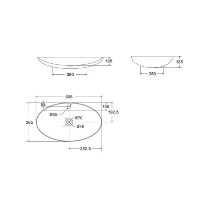Умывальник накладной, овальный, белый, Point Виктория 51, PN43066
