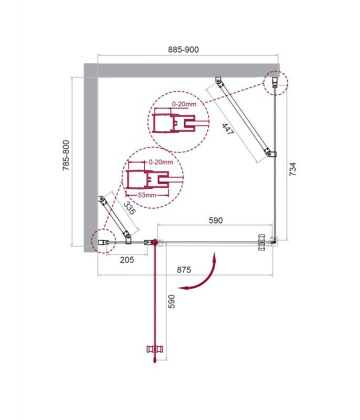 Душевой уголок BelBagno ETNA-AH-12-120/80-C-Cr