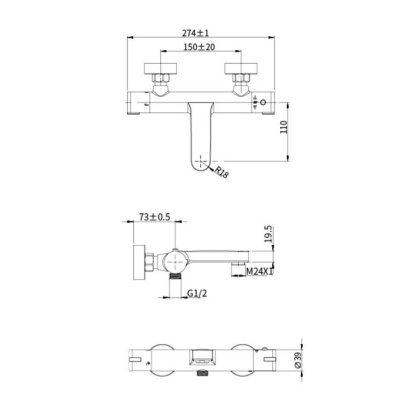 Смеситель для ванны с термостатом, TERMO, арт. 34200TM Смеситель для ванны с термостатом, TERMO, арт. 34200TM