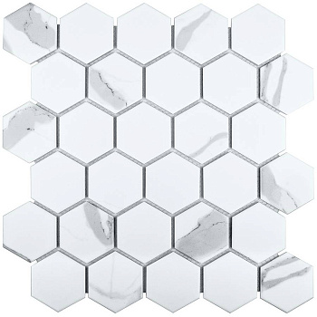 Керамическая мозаика, Hexagon Small Carrara Matt 51x59, Geometry