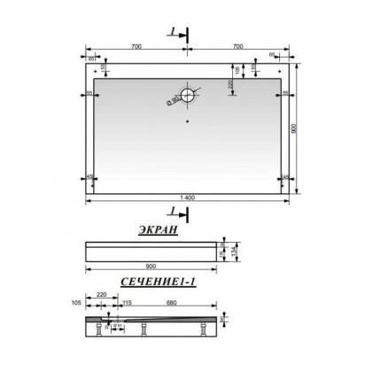 Экран для душевого поддона ФР-00001454 Эстет "КАППА" белый (140см/90см/2мм) стеклопластиковый, шт