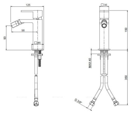 Смеситель для биде однорычажный Cezares UNIKA-BSM1-02