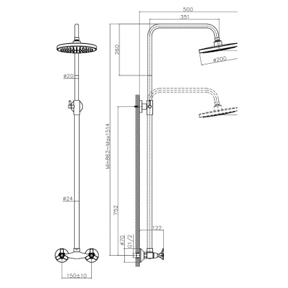 Смеситель Rossinka Q02-44 для душа с регулируемой высотой штанги и лейкой "Тропический дождь" Смеситель Rossinka Q02-44 для душа с регулируемой высотой штанги и лейкой "Тропический дождь"