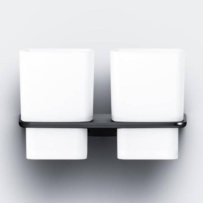 A50A343422 Inspire V2.0, Двойной стеклянный стакан с настенным держателем, черный, шт A50A343422 Inspire V2.0, Двойной стеклянный стакан с настенным держателем, черный, шт