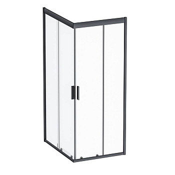 W93G-404-100280-BT Gem S душ.ограждение 100х80 прям.,стекло прозрачное, профиль Черный мат.,без подд