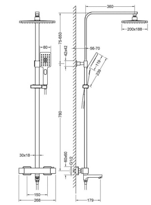 Душевая стойка Timo Tetra-Thermo SX-0169/17 с термостатом, золото матовое