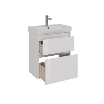 Тумба Lemark COMBI 60см под 1 раковину, подвесная/напольная, 2 ящика, цвет корпуса, фасада: Белый глянец Тумба Lemark COMBI 60см под 1 раковину, подвесная/напольная, 2 ящика, цвет корпуса, фасада: Белый глянец