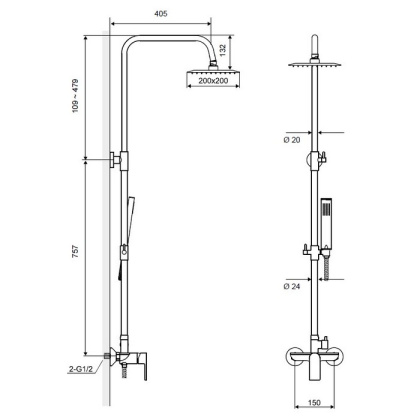 Система для душа наружного монтажа EXCELLENT Rain Glad ARAC.1181CR (хром)