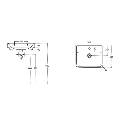 Раковина керамическая"NEON 50"