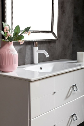 Тумба Piazza 80 белая + Хром_Комплект 841-080-WCR Boheme