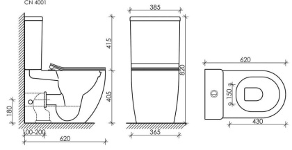 Бачок для унитаза METROPOL Rimless, двойной смыв 3/6 арматура