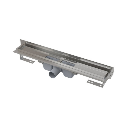 Водоотводящий желоб с порогами для перфорированной решетки и регулируемым воротником к стене