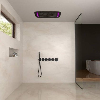 Душевая система Timo Saona SX-2319/03SM скрытого монтажа с термостатом, черный матовый