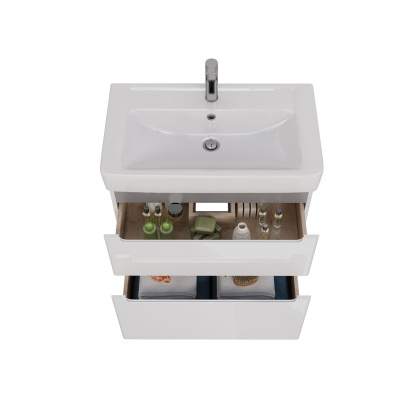 Тумба Lemark BUNO 80см под 1 раковину, подвесная/напольная, 2 ящика, цвет корпуса, фасада: Белый глянец Тумба Lemark BUNO 80см под 1 раковину, подвесная/напольная, 2 ящика, цвет корпуса, фасада: Белый глянец