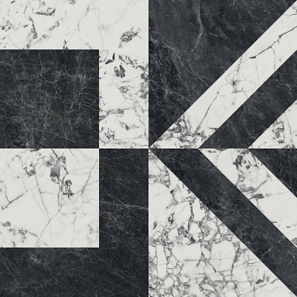 Керамогранит SG013302R Бьянко Неро белый черный лаппатированный 119.5*119.5*11 (2шт\2.856м2), м2 Керамогранит SG013302R Бьянко Неро белый черный лаппатированный 119.5*119.5*11 (2шт\2.856м2), м2