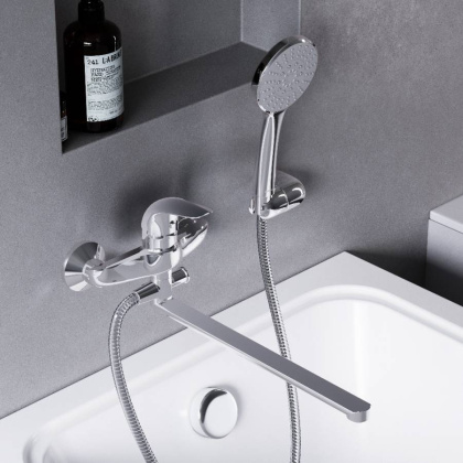 319500001 Eclipse, Смеситель Для ванны и душа с универсальным изливом и душевым комплектом, Хром