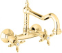 NOSTALGIA-LLP-03/24 Кухонный смеситель настенного монтажа золото, ручки золото