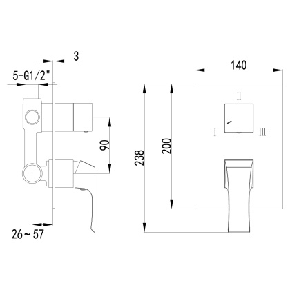 Смеситель Lemark Unit LM4528C для ванны и душа, встраиваемый Смеситель Lemark Unit LM4528C для ванны и душа, встраиваемый